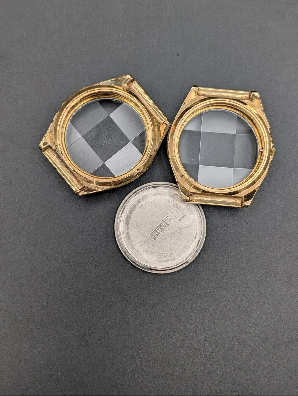 Vintage Pulsar Seiko Watch Case Shell Faceted Mineral Crystal Y563-8549 Parts
